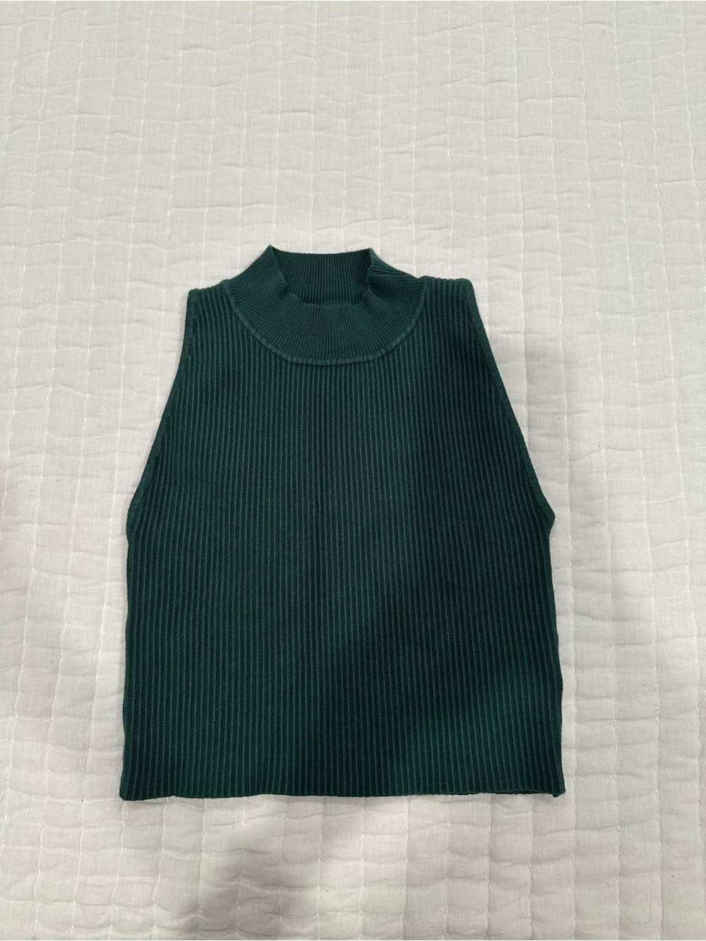 House of Harlow 1960 Sleeveless Ribbed Mock Neck Crop Top - Deep Green